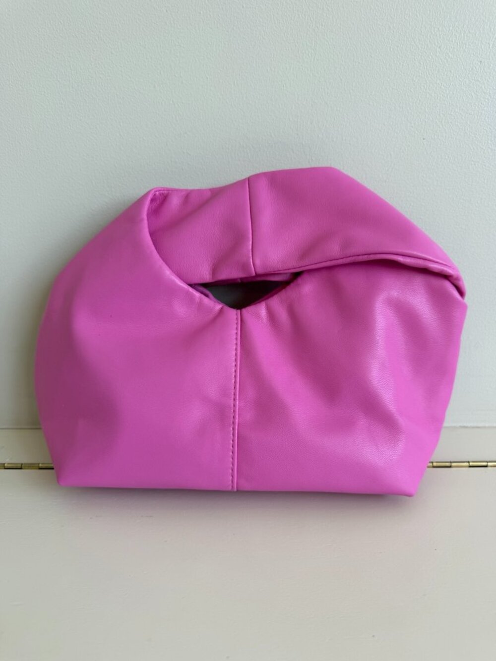 A New Day Fuchsia Pink Soft Knot Hobo Bag Vegan Leather